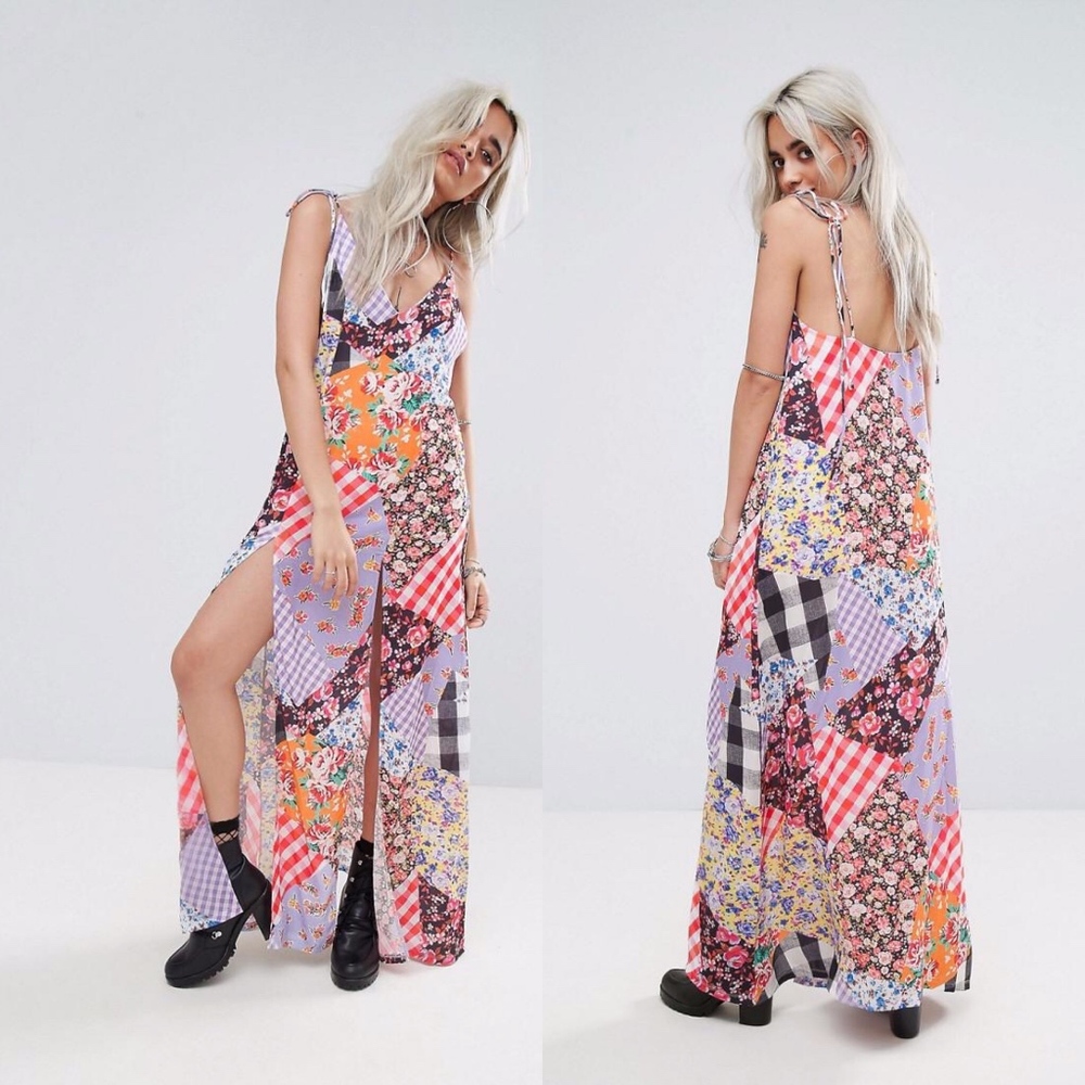Jaded London Mix Print Maxi With Bow Tie Shoulder - Picture 2 of 8